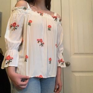 White floral off the shoulder top